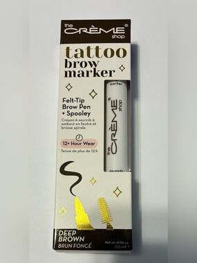 The Crème Shop Tattoo Brow Marker Deep Brown Felt Tip Pen + Spooley New Sealed
